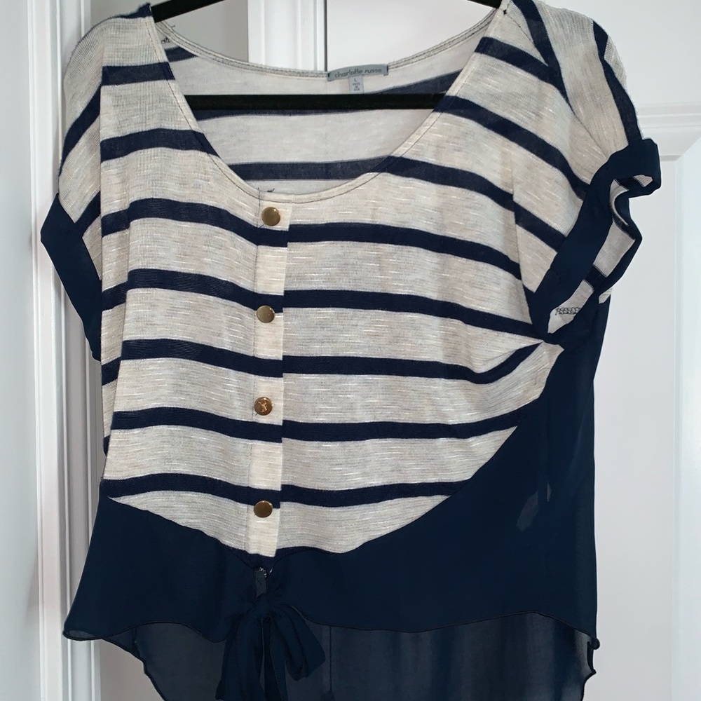 Blouse navy/white stripes